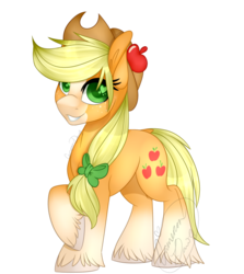 Size: 892x1000 | Tagged: safe, artist:jacobdawz, applejack, earth pony, pony, g4, blaze (coat marking), coat markings, cowboy hat, facial markings, female, hat, heart eyes, mare, redesign, simple background, socks (coat markings), solo, transparent background, unshorn fetlocks, wingding eyes