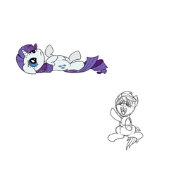 Size: 3600x3600 | Tagged: safe, artist:tsitra, rainbow dash, rarity, g4, colored, high res, monochrome, on back, pregnant, sketch