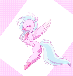 Size: 1400x1458 | Tagged: safe, artist:kkmrarar, silverstream, classical hippogriff, hippogriff, g4, school daze, season 8, cute, diastreamies, eyes closed, female, flying, jewelry, necklace, open mouth, open smile, smiling, solo, spread wings, wings