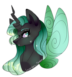 Size: 1024x1100 | Tagged: safe, artist:shade4568, oc, oc only, oc:reyna, changedling, changeling, bust, female, heart eyes, portrait, simple background, solo, transparent background, wingding eyes