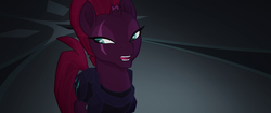Size: 1920x804 | Tagged: safe, screencap, tempest shadow, pony, g4, my little pony: the movie, armor, aside glance, broken horn, eye scar, female, horn, mare, scar, solo, talking