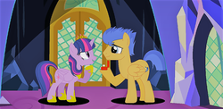 Size: 1024x499 | Tagged: safe, artist:davidtomi, flash sentry, twilight sparkle, alicorn, pegasus, pony, g4, crying, female, male, marriage proposal, ring, ship:flashlight, shipping, smiling, straight, tears of joy, twilight sparkle (alicorn)