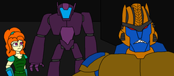 Size: 1816x796 | Tagged: safe, artist:brandon-vortex, adagio dazzle, equestria girls, g4, beast wars, dinobot, transformers