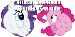 Size: 1408x704 | Tagged: safe, pinkie pie, rarity, equestria girls, g4, my little pony equestria girls, the gift of the maud pie, curled up, image macro, meme, pinkieball, ponyball, rariball