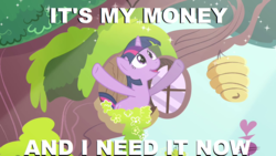 Size: 1280x720 | Tagged: safe, edit, edited screencap, screencap, twilight sparkle, pony, g4, magical mystery cure, female, golden oaks library, image macro, j.g. wentworth, meme, solo, text