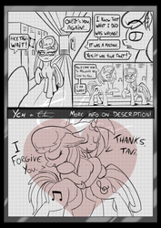 Size: 3507x4960 | Tagged: safe, artist:calena, dj pon-3, octavia melody, vinyl scratch, g4, apology, comic strip, commission, dialogue, friendship, grin, holiday, hug, perspective, serious, serious face, signature, smiling, sorry, talking, valentine's day, your character here