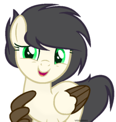 Size: 531x562 | Tagged: safe, artist:venomns, oc, oc only, oc:juvie, pegasus, pony, colored wings, female, mare, multicolored wings, simple background, solo, transparent background, wing hands