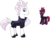 Size: 2322x1787 | Tagged: safe, artist:supahdonarudo, fleur-de-lis, tempest shadow, pony, unicorn, series:fleurbuary, g4, my little pony: the movie, alternate hairstyle, clothes, confused, cosplay, costume, mohawk, question mark, simple background, transparent background