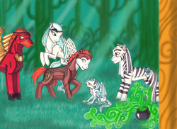 Size: 3506x2550 | Tagged: safe, artist:whitefangkakashi300, dragon, pony, zebra, abbot cellach, aisling, brendan, brother aidan, crossover, dragonified, pangur ban, ponified, secret of kells, species swap, zebrafied