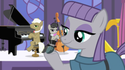 Size: 1280x720 | Tagged: safe, edit, edited screencap, screencap, boulder (g4), frederic horseshoepin, maud pie, octavia melody, earth pony, pony, g4, the best night ever, cute, female, hat, male, mare, smiling, stallion, top hat
