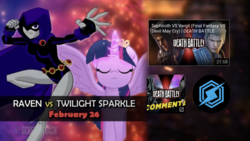 Size: 1334x750 | Tagged: safe, twilight sparkle, alicorn, pony, g4, batman, black panther, death battle, death battle!: raven vs twilight sparkle, devil may cry, devil may cry 4, exploitable meme, final fantasy, final fantasy vii, meme, raven (dc comics), screenshots, screwattack.com, sephiroth, twilight sparkle (alicorn), vergil (devil may cry), voice actor joke