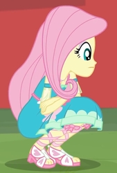 Size: 1423x2100 | Tagged: safe, screencap, fluttershy, equestria girls, fluttershy's butterflies, fluttershy's butterflies: applejack, g4, my little pony equestria girls: better together, feet, female, sandals, solo, squatting