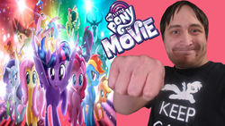 Size: 1366x768 | Tagged: safe, artist:sb1991, pony, g4, my little pony: the movie, advertisement, brony shirt, cringing, review, title card, youtube, youtube link