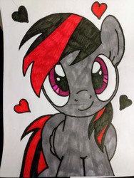 Size: 3456x4608 | Tagged: safe, artist:penguin_lover89, rainbow dash, pony, g4, female, harley quinn, heart, sharpie, solo, traditional art