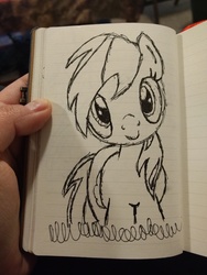 Size: 3456x4608 | Tagged: safe, artist:penguin_lover89, derpibooru exclusive, rainbow dash, g4, cute, lined paper, notebook, sharpie, traditional art