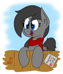 Size: 600x700 | Tagged: safe, artist:glimglam, oc, oc only, oc:kenos, earth pony, pony, blue eyes, clothes, cute, ear fluff, female, fence, happy, mare, open mouth, scarf, smiling, solo