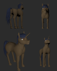 Size: 801x1000 | Tagged: safe, artist:widjetarcs, oc, oc:widjet, pony, unicorn, 3d, 3d model, male, render, stallion, wip