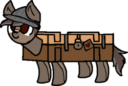 Size: 376x253 | Tagged: safe, artist:nootaz, oc, oc only, oc:metal lock, object pony, original species, pony, bandaid, bandaid on nose, battlefield, battlefield 1, cute, hat, heart, looking up, loot box, ponified, simple background, smiling, solo, transparent background, wat