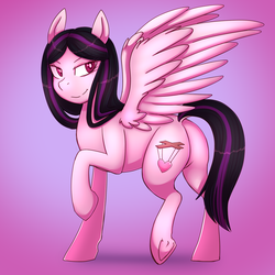 Size: 1800x1800 | Tagged: safe, artist:deyogee, oc, oc only, oc:ruby, pegasus, pony, simple background, solo, underhoof