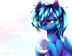 Size: 3600x2800 | Tagged: safe, artist:huirou, oc, oc only, oc:snowbunny, pegasus, pony, female, high res, magic, mare, solo