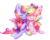 Size: 800x642 | Tagged: safe, artist:cabbage-arts, oc, oc only, oc:glittering cloud, oc:paper stars, bat pony, pegasus, pony, amputee, bandage, commission, duo, eyes closed, female, flower, heart, mare, missing limb, simple background, stump (limb), transparent background, ych result