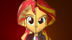 Size: 1916x1078 | Tagged: safe, artist:razethebeast, sunset shimmer, equestria girls, g4, 3d, clothes, duality, evil, female, good, looking at you, solo, split screen