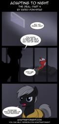 Size: 620x1292 | Tagged: safe, artist:terminuslucis, oc, oc only, earth pony, pony, unicorn, comic:adapting to night, comic:adapting to night: the deal, comic, crescent moon, moon, prison, silhouette