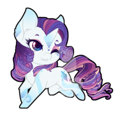 Size: 854x750 | Tagged: safe, artist:fuyusfox, rarity, pony, unicorn, g4, chibi, cute, eyeshadow, female, makeup, mare, one eye closed, rainbow power, raribetes, simple background, smiling, solo, traditional art, transparent background, watermark, wink