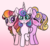 Size: 740x740 | Tagged: safe, artist:carouselunique, princess flurry heart, princess skyla, oc, oc:honeycrisp blossom, alicorn, earth pony, pegasus, pony, g4, alternate design, earth pony oc, female, gradient background, half sisters, half-siblings, interdimensional siblings, offspring, parent:big macintosh, parent:princess cadance, parent:shining armor, parents:cadmac, parents:shiningcadance, sisters, species swap