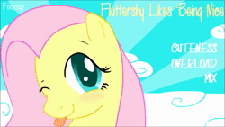 Size: 854x480 | Tagged: safe, artist:foozogz, fluttershy, pegasus, pony, g4, animated, female, mare, music, solo, sound, tongue out, webm, youtube link
