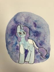 Size: 3024x4032 | Tagged: safe, artist:itssopanda, oc, oc only, oc:crystal dawn, pony, unicorn, female, high res, mare, solo, traditional art, watercolor painting