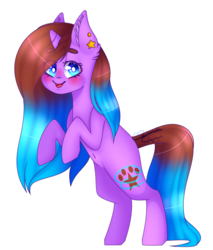 Size: 1825x2147 | Tagged: safe, artist:honeybbear, oc, oc only, oc:patty star, pony, unicorn, chibi, female, mare, rearing, simple background, solo, transparent background