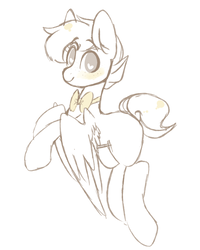 Size: 2000x2500 | Tagged: safe, artist:php172, oc, oc only, oc:honey mead, pegasus, pony, blushing, bowtie, flying, freckles, high res, looking at you, male, missing cutie mark, monochrome, sketch, smiling, stallion, wingding eyes, wings