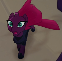 Size: 597x591 | Tagged: safe, screencap, tempest shadow, pony, g4, my little pony: the movie, armor, beautiful, broken horn, cropped, eye scar, female, flowing mane, horn, loyalty, mare, scar, solo, wide eyes, windswept mane