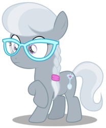 Size: 2493x3000 | Tagged: safe, artist:brony-works, edit, editor:slayerbvc, vector edit, silver spoon, earth pony, pony, g4, accessory-less edit, female, filly, glasses, high res, missing accessory, simple background, solo, surprised, transparent background, vector