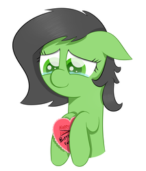 Size: 1500x1759 | Tagged: safe, artist:ether-star, oc, oc only, oc:filly anon, pony, birthday, crying, female, filly, floppy ears, happy, happy birthday, holiday, mare, solo, tears of joy, valentine's day