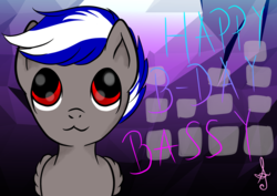 Size: 4093x2893 | Tagged: safe, artist:silversthreads, oc, oc only, oc:bassy, pegasus, pony, birthday gift, cute, solo