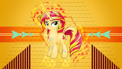 Size: 3840x2160 | Tagged: safe, artist:laszlvfx, artist:theshadowstone, edit, sunset shimmer, crystal pony, pony, unicorn, g4, crystallized, female, high res, looking at you, mare, show accurate, solo, wallpaper, wallpaper edit