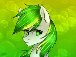 Size: 1600x1200 | Tagged: safe, artist:crysome-somecry, oc, oc only, oc:white night, pony, bust, green eyes, looking back, male, multicolored hair, portrait, solo