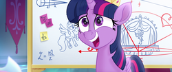Size: 1920x804 | Tagged: safe, screencap, twilight sparkle, alicorn, pony, g4, my little pony: the movie, adorkable, cute, dork, faic, nervous, nose wrinkle, snorting, twiabetes, twilight sparkle (alicorn), twilight sparkle is best facemaker, whiteboard