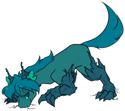 Size: 1051x936 | Tagged: safe, artist:egophiliac, oc, oc only, oc:poison trail, original species, timber pony, timber wolf, simple background, sniffing, solo, species swap, transparent background