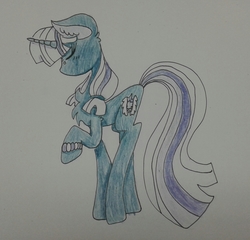 Size: 1387x1332 | Tagged: safe, artist:painttasticpony, oc, oc only, oc:silverlay, original species, pony, umbra pony, unicorn, female, mare, solo, traditional art