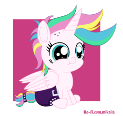 Size: 1876x1764 | Tagged: safe, artist:ms-mikail, princess flurry heart, alicorn, pony, g4, abstract background, alternate hairstyle, baby, diaper, female, filly, mohawk, punk, raripunk, simple background, solo, tail wrap, transparent background