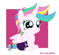 Size: 1876x1764 | Tagged: safe, artist:ms-mikail, princess flurry heart, alicorn, pony, g4, abstract background, alternate hairstyle, baby, diaper, female, filly, folded wings, mohawk, punk, raripunk, simple background, solo, tail wrap, transparent background, wings