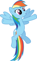 Size: 3000x4937 | Tagged: safe, artist:cloudy glow, rainbow dash, pegasus, pony, castle sweet castle, g4, female, flying, mare, multicolored hair, simple background, solo, spread hooves, spread wings, transparent background, vector, wings