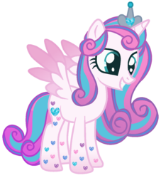 Size: 876x964 | Tagged: safe, artist:razorbladetheunicron, princess flurry heart, alicorn, pony, g4, base used, colored wings, crown, crystal, cutie mark, female, gradient mane, gradient wings, heart, jewelry, older, older flurry heart, princess, rainbow power, regalia, simple background, smiling, solo, vector, white background