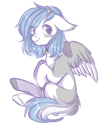 Size: 472x581 | Tagged: safe, artist:shiromidorii, oc, oc only, oc:rin, pegasus, pony, female, horns, mare, simple background, solo, transparent background