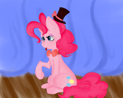 Size: 2500x2000 | Tagged: safe, artist:generallegion, artist:zefirka, pinkie pie, earth pony, pony, g4, bowtie, chest fluff, collaboration, female, hat, high res, solo, tongue out