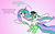 Size: 1356x842 | Tagged: safe, artist:banebuster, princess celestia, oc, oc:anon, oc:anon stallion, oc:colt anon, alicorn, earth pony, pony, g4, abuse of power, annoyed, anonpony, dialogue, female, gradient background, holding, holding a pony, looking up, male, mare, missing accessory, simple background, sitting, smiling, smug, stallion, trollestia, unamused