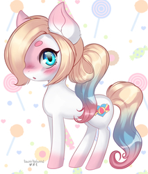 Size: 660x776 | Tagged: safe, artist:tawni-tailwind, oc, oc only, oc:candy kains, earth pony, pony, :o, blushing, female, looking at you, mare, open mouth, solo